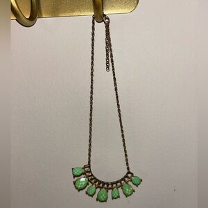 Jade green geometric necklace with gold chain